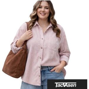 2X Pink Tacvasen Corduroy Oversize Button Down Shirt/ Jacket, NWT